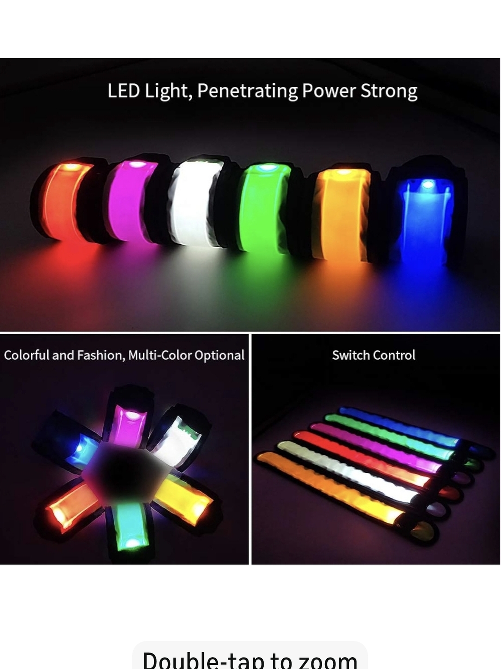 LED Safety Lights Armband Set - Black & Blue Packaging